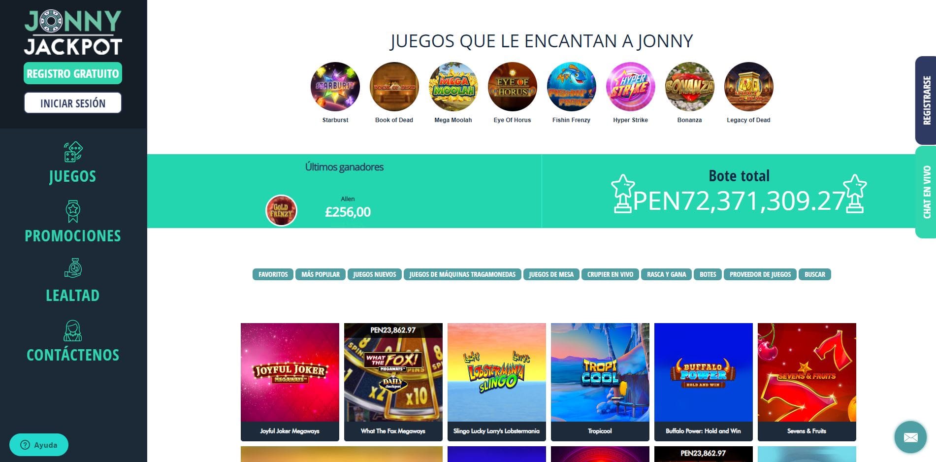 juegos de slot online en Jonny Jackpot