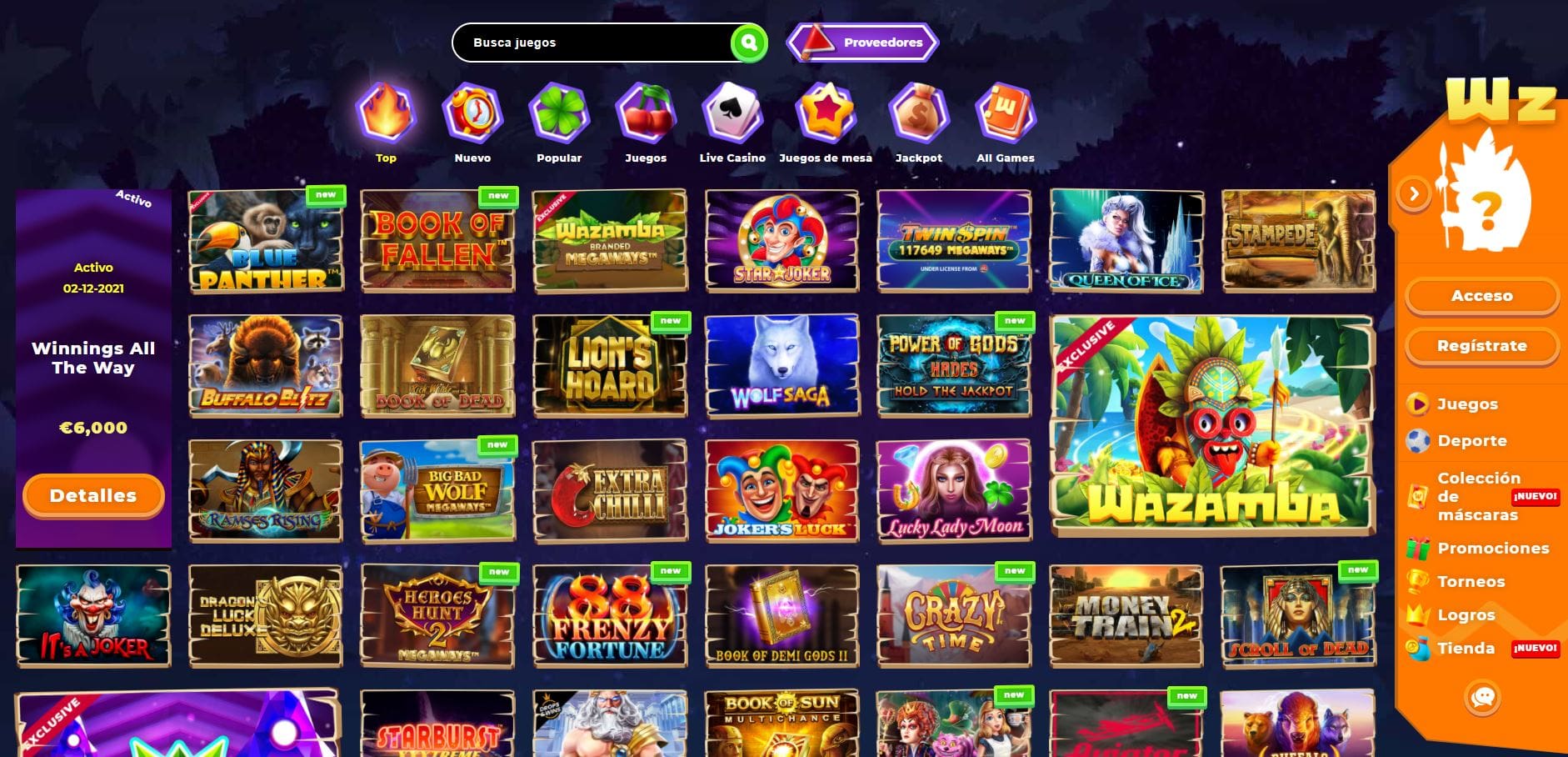 juegos de slot online en Wazamba