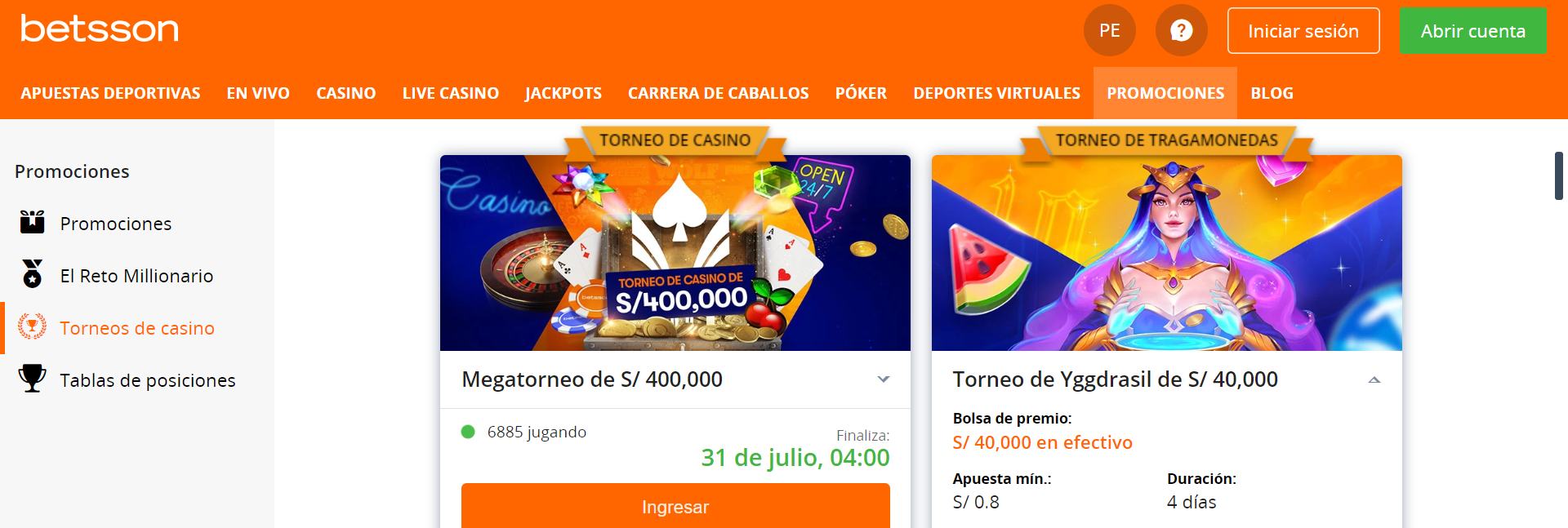 Betsson ofrece Megatorneo de juegos de casino online con grandes premios a repartir